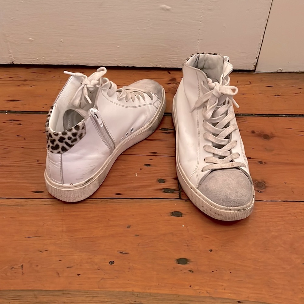 White Leather and Suede Sneakers